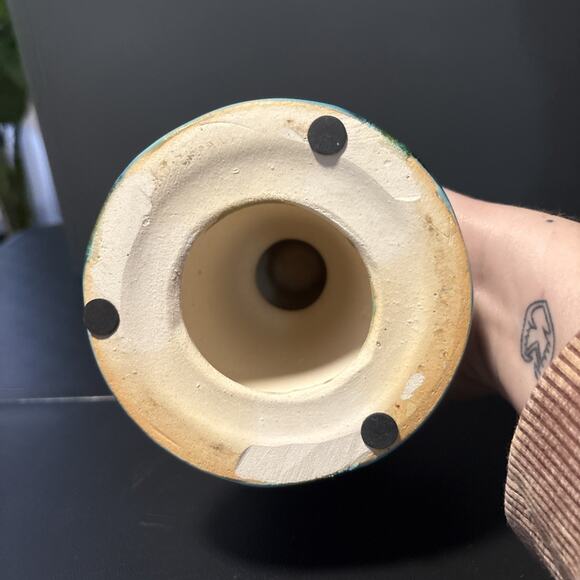 Set Of Three Ceramic Turquoise And Brown Glaze Candle Holders - Picture 7 of 16